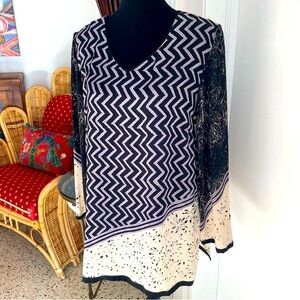 Harshita Designer Silk Tunic Top! Purple Black Long Blouse! Great condition M